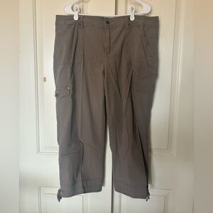 Westport Women's Pants Cargo Tan Khaki Casual Relaxed Cropped Capri Plus Size 16